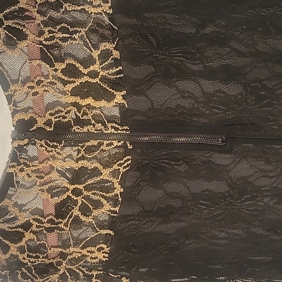 Bar Ill Long Sleeve Black & Cream Floral Lace Mesh Top, Size: M - Picture 6 of 6